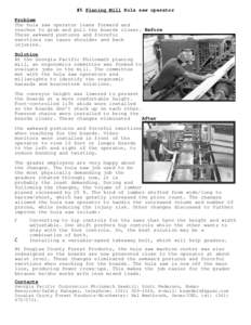 #5 Planing Mill Hula saw operator Problem The hula saw operator leans forward and reaches to grab and pull the boards closer. Before These awkward postures and forceful exertions can cause shoulder and back