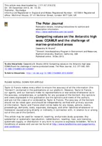 Competing values on the Antarctic high seas: CCAMLR and the challenge of marine-protected areas