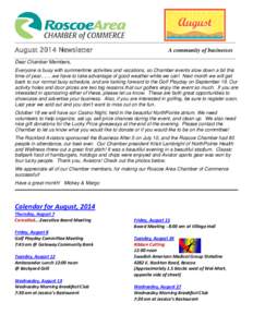 _________________________________________________________________________________________  August 2014 Newsletter A community of businesses