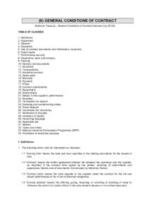 (9) GENERAL CONDITIONS OF CONTRACT (National Treasury - General Conditions of Contract (revised JulyTABLE OF CLAUSES 1. Definitions 2. Application 3. General