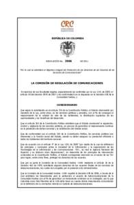 REPÚBLICA DE COLOMBIA  RESOLUCIÓN No. 3066