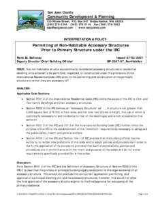 San Juan County  Community Development & Planning 135 Rhone Street, P.O. Box 947 Friday Harbor, WA[removed][removed]2116 Fax[removed]removed] | www.sanjuanco.com