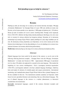 Kiel planlingvoj povas helpi la sciencon ? Dr. Věra Barandovská-Frank, Teleskopo-Internacilingva Scienca Revuo.  Unua eldono, 2009.