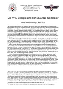 Die Vril-Kraft und der Sealand-Generator