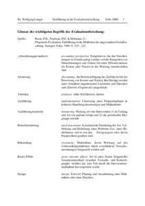 Dr. Wolfgang Langer -  Einführung in die Evaluationsforschung - SoSe 2000