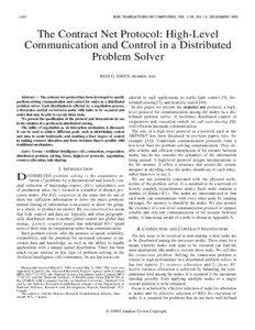 The Contract Net Protocol: High-Level Communication and Control in a Distributed Problem Solver