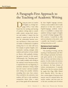Dav i d G u gin Guam A Paragraph-First Approach to the Teaching of Academic Writing