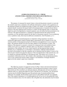 RevisedGUIDELINES FOR MS PLAN A THESIS AND DOCTORAL DISSERTATION RESEARCH PROPOSALS (Adopted by the CEHSand the EdD Advisory Comm)