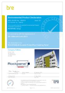 Environmental Product Declaration BREG EN EPD No.: Issue: 03  ECO EPD Ref. No.: 000076