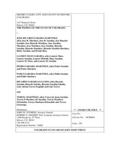 DISTRICT COURT, CITY AND COUNTY OF DENVER, COLORADO 1437 Bannock Street Denver, CO[removed]THE PEOPLE OF THE STATE OF COLORADO, v.