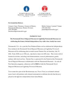 For Immediate Release Contact: Corey Thornton, Curator of History Portsmouth Museums, History Division[removed]removed]