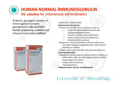 Leaflet - Human Normal Immunoglobulin 5% Solution for Intravenous Administration