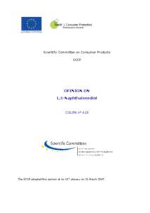 opinion of the Scientific Committee on Consumer Products on 1,5-naphthalenediol (A18)