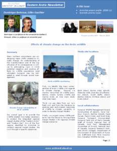 ArcticNet’s  Eastern Arctic Newsletter In this issue: ArcticNet project profile[removed])