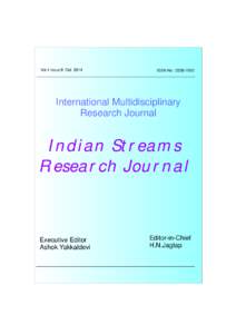 Vol 4 Issue 9 Oct[removed]ISSN No : [removed]ORIGINAL ARTICLE  International Multidisciplinary