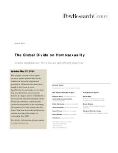 Microsoft Word - Pew Global Attitudes Homosexuality Report REVISED MAY 27, 2014.docx