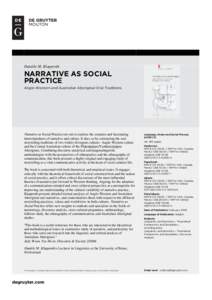 Danièle M. Klapproth  NARRATIVE AS SOCIAL PRACTICE Anglo-Western and Australian Aboriginal Oral Traditions