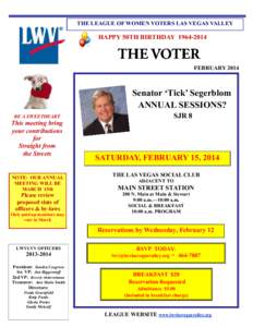 THE LEAGUE OF WOMEN VOTERS LAS VEGAS VALLEY  HAPPY 50TH BIRTHDAYFEBRUARY 2014