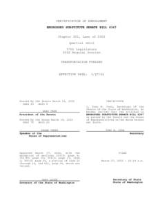 CERTIFICATION OF ENROLLMENT ENGROSSED SUBSTITUTE SENATE BILL 6347 Chapter 201, Laws ofpartial veto) 57th Legislature 2002 Regular Session