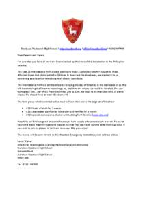 Dereham Neatherd High School | http://neatherd.org | [removed] | [removed]Dear Parents and Carers, I’m sure that you have all seen and been shocked by the news of the devastation in the Philippines