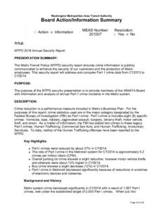 Washington Metropolitan Area Transit Authority  Board Action/Information Summary Action  Information