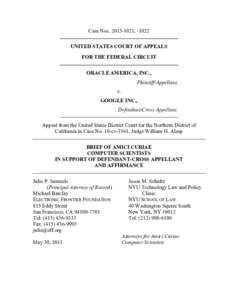 Case Nos, -1022 UNITED STATES COURT OF APPEALS FOR THE FEDERAL CIRCUIT ORACLE AMERICA, INC., Plaintiff-Appellant, v.