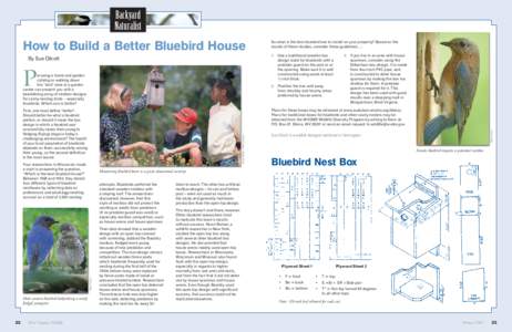 Backyard Naturalist How to Build a Better Bluebird House  1.	 Use a traditional wooden box