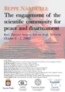 BEPPE NARDULLI: The engagement of the scientific community for peace and disarmament Bari, Palazzo Ateneo, Salone degli Affreschi