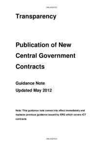 UNCLASSIFIED  Transparency Publication of New Central Government