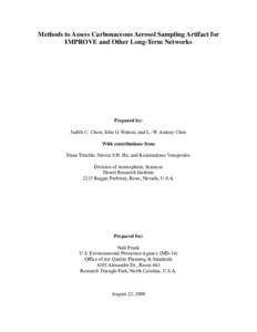 Methods to Assess Carbonaceous Aerosol Sampling Artifact for IMPROVE and Other Long-Term Networks: Phase I