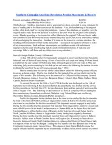 Southern Campaign American Revolution Pension Statements & Rosters Pension application of William Brand S31577 fn16NC Transcribed by Will Graves[removed]Methodology: Spelling, punctuation and/or grammar have been correc