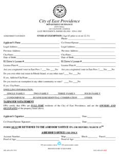 City of East Providence DEPARTMENT OF FINANCE CITY HALL 145 TAUNTON AVENUE EAST PROVIDENCE, RHODE ISLAND[removed]