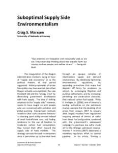 Suboptimal Supply Side Environmentalism Craig S. Marxsen University of Nebraska at Kearney  