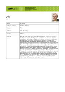 CV Name Olli Ikkala  Title (job position)