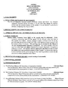 AGENDA  REGULAR MEETING CITY COUNCIL CITY OF MAUMELLE OCTOBER 20, 2014