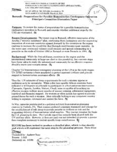 Burundi: Preparation for Possible Humanitarian Contingency Operation.  Principals Committee Discussion Paper, August 2, 1996