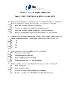 SAMPLE TEST QUESTIONS GLAZIER - ITA WEBSITE  1 2