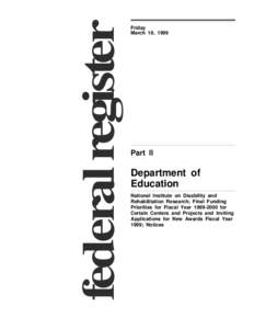 federal register  Friday March 19, 1999  Part II