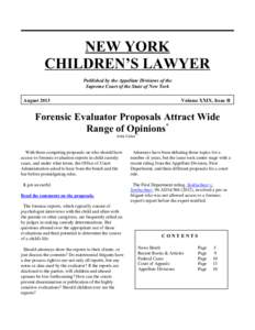 NEW YORK CHILDREN’S LAWYER Published by the Appellate Divisions of the Supreme Court of the State of New York August 2013