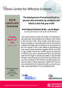 Swiss Center for Affective Sciences nccr graduate seminar  The development of emotional facial expression discrimination by newborns and
