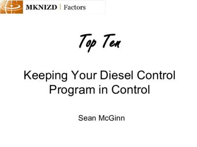 Top Ten - Keeping Your Diesel Control Program in Control