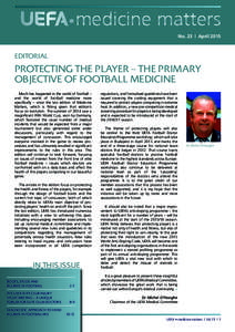 medicine matters No. 23  |  April 2015 Editorial  Protecting the player – the primary
