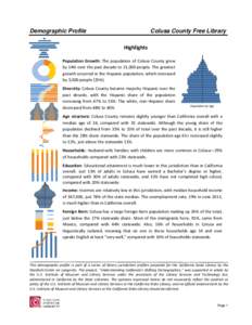 Demographic Profile  Colusa County Free Library    Highlights 