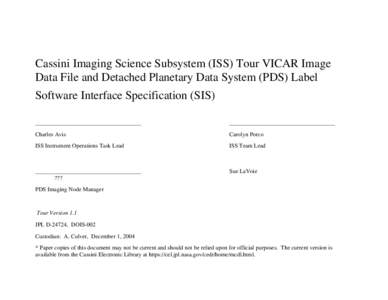 SIS-DOIS[removed]Image Processing Science Data Records