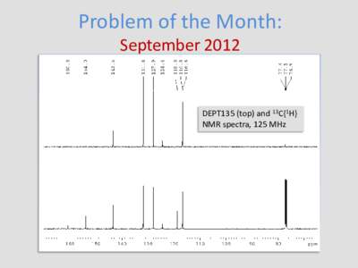 Problem of the Month: September 2012 DEPT135 (top) and 13C{1H} NMR spectra, 125 MHz