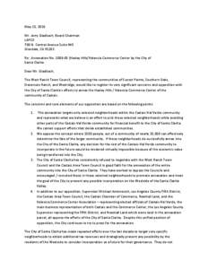 May 15, 2010 Mr. Jerry Gladbach, Board Chairman LAFCO 700 N. Central Avenue Suite 445 Glendale, CA[removed]Re: Annexation No. 2008‐05 (Hasley Hills/Valencia Commerce Center by the City of