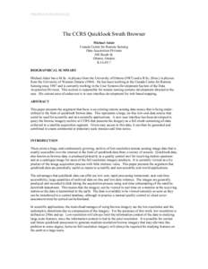 PREPRINT/PRÉTIRAGE  The CCRS Quicklook Swath Browser Michael Adair Canada Centre for Remote Sensing Data Acquisition Division