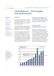 Dr. Wolfgang Eisenmann • Solarkollektoren – Technologien und Systemtechnik  FVS • LZE Themen 2005 Solarkollektoren – Technologien und Systemtechnik