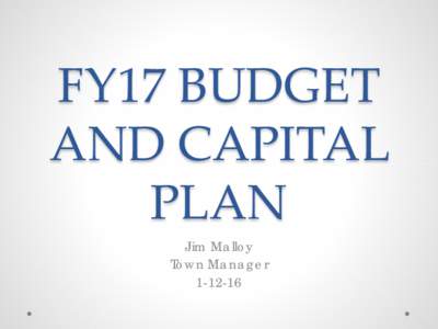 FY17 BUDGET AND CAPITAL PLAN