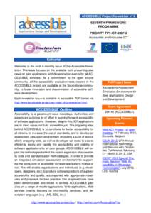 ACCESSIBLE Project Newsletter nº 6 SEVENTH FRAMEWORK PROGRAMME PRIORITY FP7-ICTAccessible and Inclusive ICT
